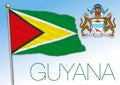 Guyana national flag and coat of arms, south america Royalty Free Stock Photo