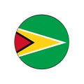 Co-operative Republic of Guyana Circle Flag Vector Icon Button for South American Concepts.