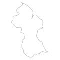 Guyana - solid black outline border map of country area. Simple flat vector illustration Royalty Free Stock Photo
