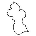 Guyana - solid black outline border map of country area. Simple flat vector illustration Royalty Free Stock Photo