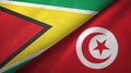Guyana and Tunisia two flags textile cloth, fabric texture