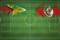 Guyana vs Tunisia Soccer Match, national colors, national flags, soccer field, football game, Copy space