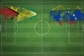 Guyana vs Venezuela Soccer Match, national colors, national flags, soccer field, football game, Copy space