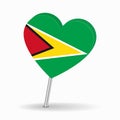 Guyanan flag heart-shaped map pointer layout. Vector illustration. Royalty Free Stock Photo