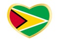 Flag of Guyana in heart shape, golden frame Royalty Free Stock Photo