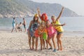 Guys and girls participate in the Full Moon party on island Koh Phangan. Thailand Royalty Free Stock Photo