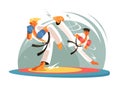 Guys karate sparring for training Royalty Free Stock Photo