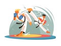 Guys karate sparring for training