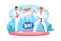 Guys karate sparring for training Illustration concept on white background