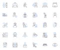 Guys line icons collection. Masculine, Charming, Strong, Athletic, Confident, Loyal, Funny vector and linear