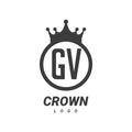 GV Letter Logo Design with Circular Crown