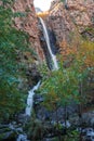 Gveleti Big Waterfalls in a Dariali Gorge near the Kazbegi city in the mountains of the Caucasus, Geprgia Royalty Free Stock Photo