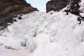 Gveleti waterfall near the Georgian Military Road in winter