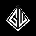 GW logo letters monogram with prisma shape design template