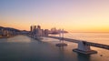 Gwangan Bridge and Haeundae aerial view at Sunrise, Busan, South Royalty Free Stock Photo