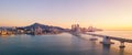 Gwangan Bridge and Haeundae aerial view at Sunrise, Busan, South Royalty Free Stock Photo