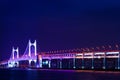 GwangAn Bridge and Haeundae at night in Busan. Royalty Free Stock Photo