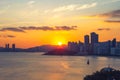 Gwangan bridge and skyline of haeundae in busan Royalty Free Stock Photo