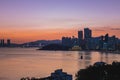 Gwangan bridge and skyline of haeundae in busan, south korea