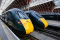 GWR modern passenger trains waiting at platform at London Paddington station