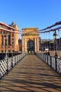 A old victorian foot bridge over the river Clyde Royalty Free Stock Photo