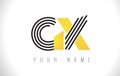 GX Black Lines Letter Logo. Creative Line Letters Vector Templat
