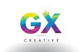 GX G X Colorful Letter Origami Triangles Design Vector.