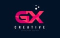 GX G X Letter Logo with Purple Low Poly Pink Triangles Concept