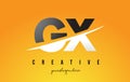 GX G X Letter Modern Logo Design with Yellow Background and Swoosh.