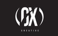 GX G X White Letter Logo Design with Black Background.