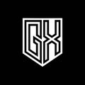 GX Logo monogram shield geometric black line inside white shield color design