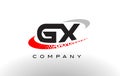 GX Modern Letter Logo Design with Red Dotted Swoosh