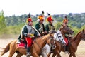 Unidentified reenactors dressed n the historic military uniforms