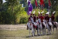 Unidentified reenactors dressed n the historic military uniforms