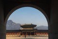 Gyeongbokgung Palace and Heungnyemun gate during winter morning at Jongno-gu , Seoul South Korea : 8 February 2023