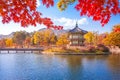 Gyeongbokgung palace with Maple leaves, Seoul Royalty Free Stock Photo