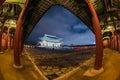 Gyeongbokgung palace at night in Seoul, South Korea Royalty Free Stock Photo