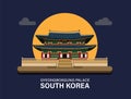 Gyeongbokgung Palace, South Korea  building landmark symbol for travel or tourism destination illustration vector Royalty Free Stock Photo