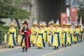 Gyeonggi-do, South Korea - April 22, 2016: The ending of the traditional Korea farmers show, The farmers dance occurred to Royalty Free Stock Photo