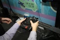 Gyeonggi-do,South Korea-March 2019: Hand holding a 3D virtual reality game stick