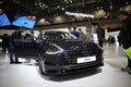 Gyeonggi-do,South Korea-March 2019: People looking at a new modern korean car displayed at Seoul Motor Show 2019 in KINTEX