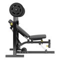 Gym adjustable weight bench with barbell isolated on white