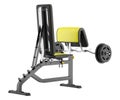 Gym arm curl bench with barbell isolated on white Royalty Free Stock Photo