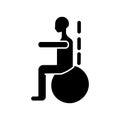 Gym ball exercises black glyph icon