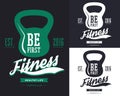 Gym banner with poise or weight, rod.T-shirt print Royalty Free Stock Photo
