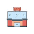 Gym building vector icon architecture symbol isolated on white background