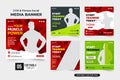 Gym business promotional template set with dark and red colors. Modern gym session social media post bundle with abstract brush