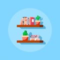 Flat style bookshelve icon Royalty Free Stock Photo