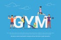 Gym concept vector illustration of young people doing workout with equipment Royalty Free Stock Photo