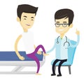 Gym doctor checking ankle of a patient. Royalty Free Stock Photo